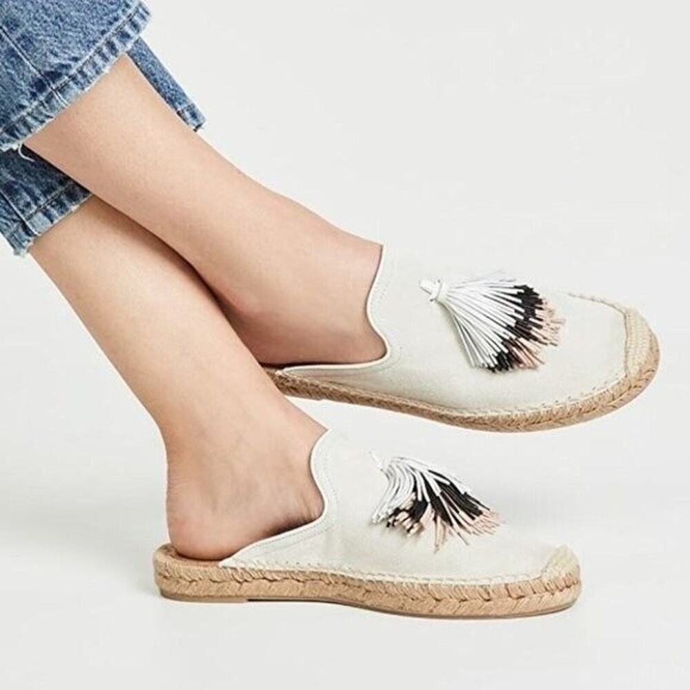 Rag & Bone Nadia Suede Slides Slip On Mules US 7 Espadrille Natural